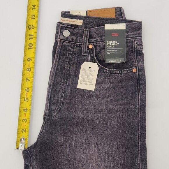 Levis Ribcage Straight Ankle Jeans Size 29x27 Purple Black Acid High Waist Chic - Picture 8 of 11